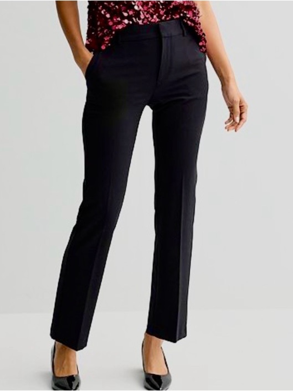 Nine West Women's Black Mid Rise Barely Bootcut Dress Pants- 8 short